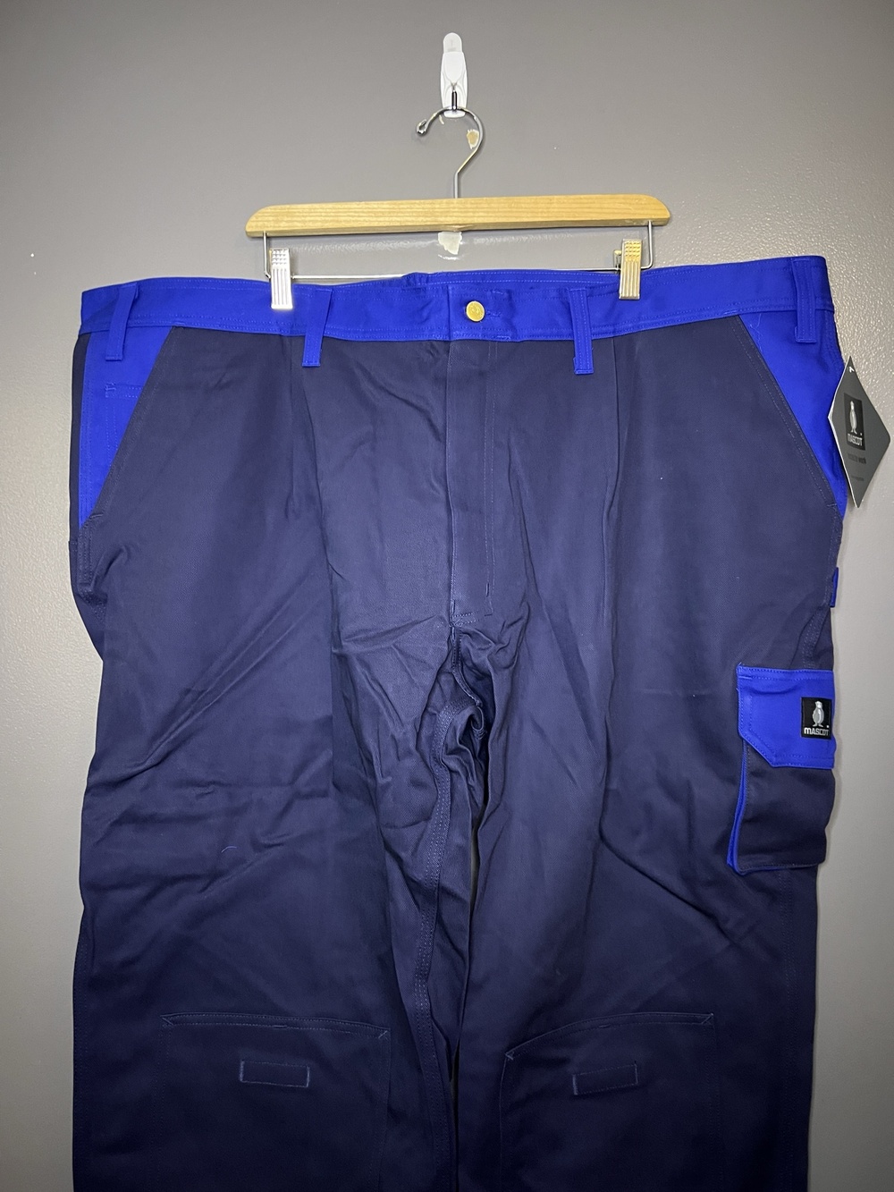 Mascot Palermo Cargo Pants Mens 52x35 Blue Cotton Canvas Big Tall Workwear